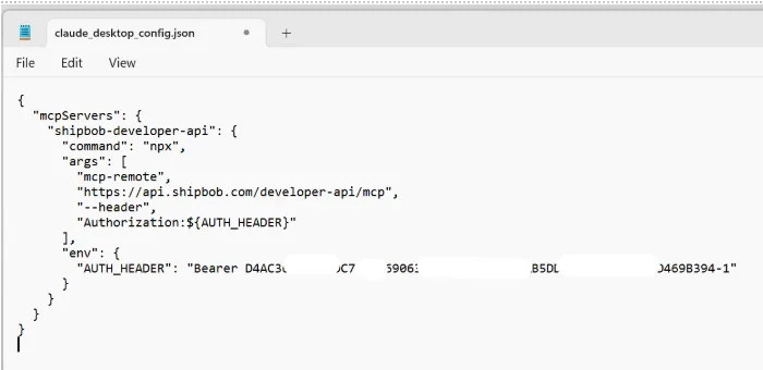 Claude Config with Masked Token