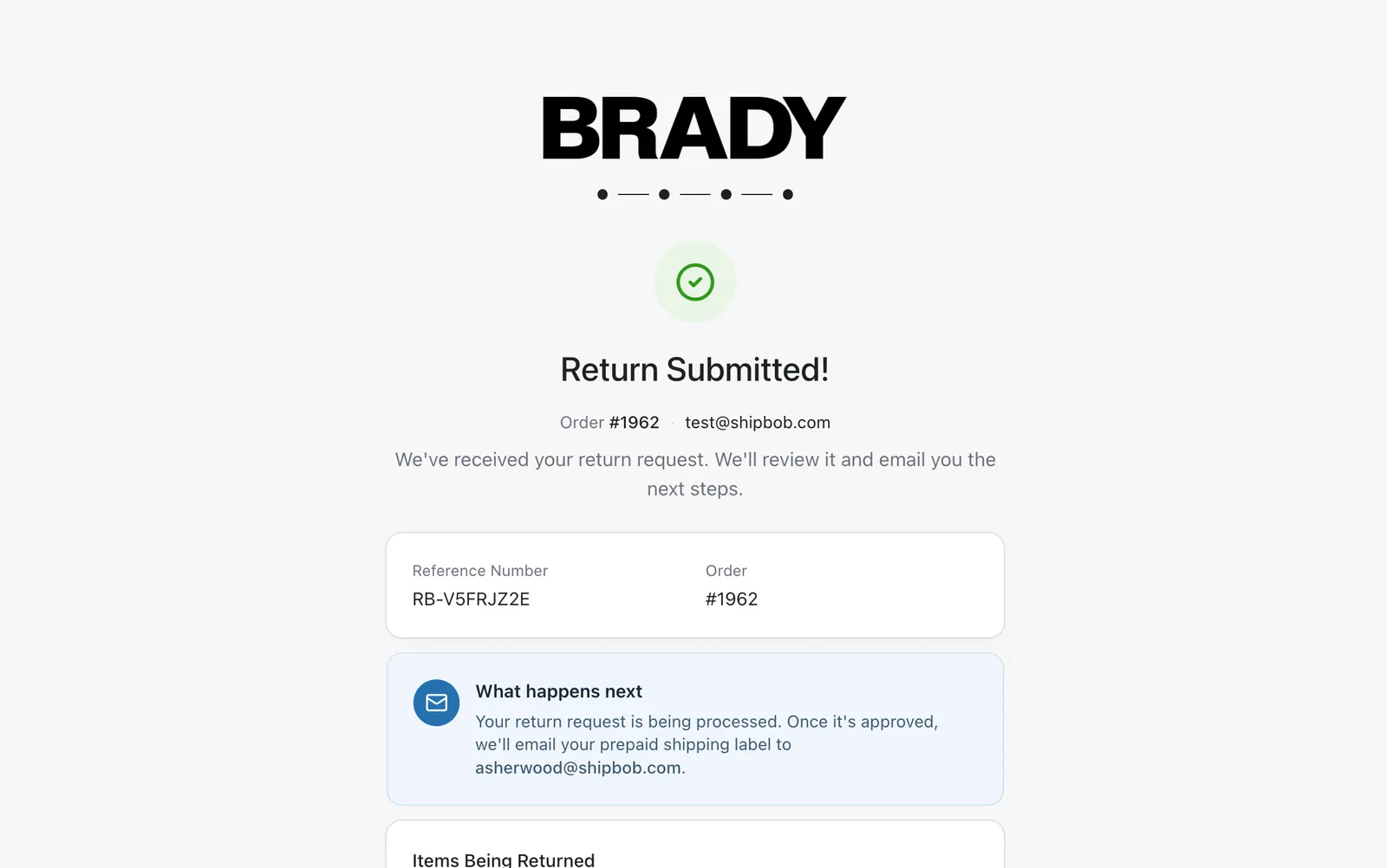 ShipBob Returns Portal Submit
